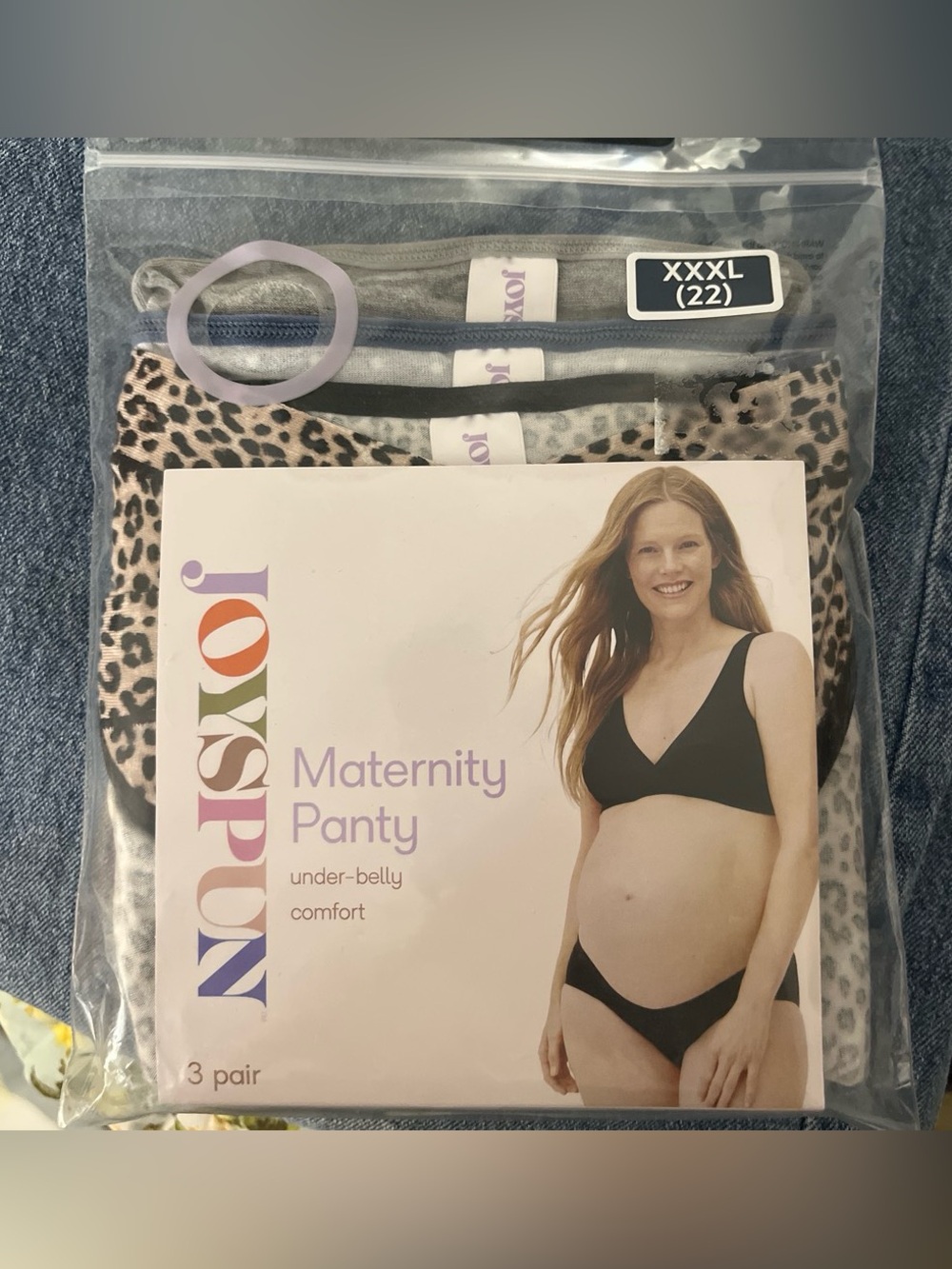 Joyspun Maternity Panty - 3 Pack (Leopard, Gray, Black) - Under-Belly Comfort